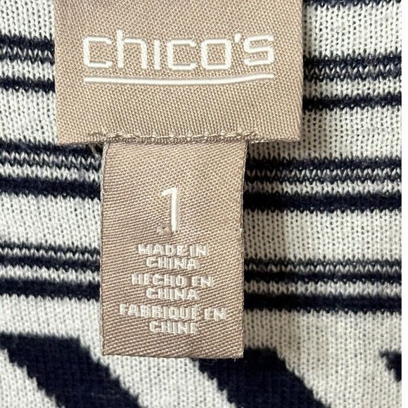 Chico’s Blue White Stripe Sleeveless Open Vest Cardigan US Sz 8 - Chico’s Sz 1 - Picture 3 of 6